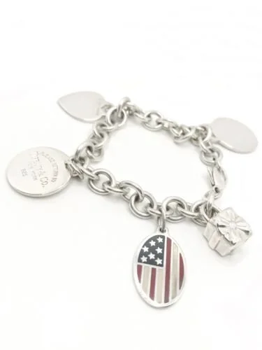 Tiffany & Co. SS Return To Tiffany American Flag Charm Bracelet
